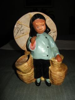 McCarty Brothers Vintage California Pottery Planter Chinese Girl w