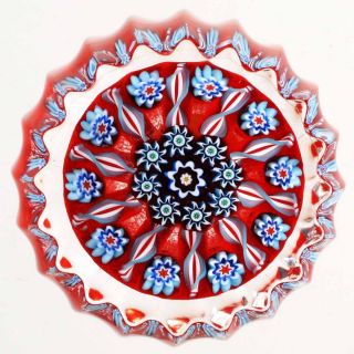 McDougall G43 Mini Millefiori and Spokes on Red Ground