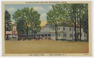 Mays Landing NJ c1942 Linen Lake Lenape Park Roller Skating Rink Snack