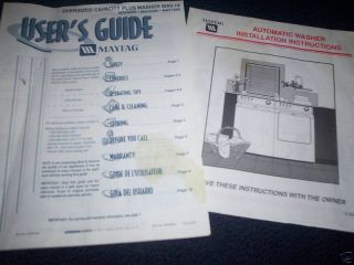Maytag Oversized Capacity Washer User Install Guides