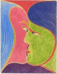 Zygmunt Mazur A Kiss Colored Pencils on Paper 1967