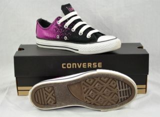 Girls Converse All Star Chuck Taylor Black Purple Splash Shoes Size 1