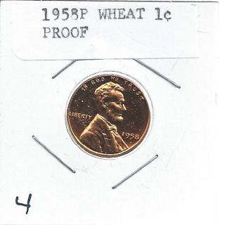 1958P Proof Wheat Cent Penny Circulated 