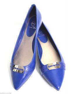 McQ Alexander McQueen Razor Blue Leather  ballet Flats Shoes UK 8 US