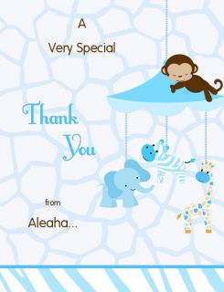 24 Jungle Mobile Baby Shower Thank You Cards