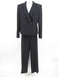 Max Mara Black Pinstriped Wool Pant Suit Size 6