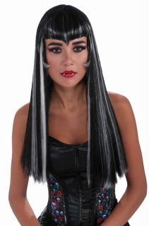Black White Streaked Gothic Vampiress Costume Wig Adult New