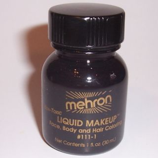 Black Body Hair Liquid Makeup Mehron Face Paint Color Halloween
