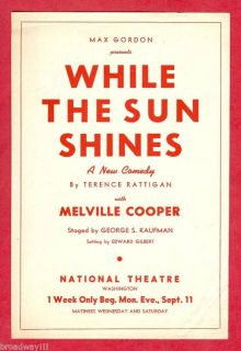 Melville Cooper While The Sun Shines Terence Rattigan 1944 Flop