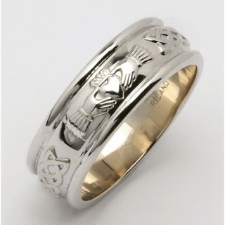Sterling Silver Mens Claddagh Wedding Ring 7mm