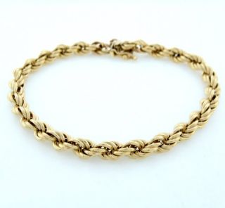 Mens 14k Yellow Gold Rope Bracelet Fine Jewelry 8 8g 6mm 7 3 4