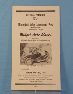 1940s Midget Auto Races Racing Program Leo Melcher Joliet IL Davenport