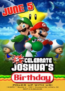 Custom Super Mario Bros Birthday Invitations Invites