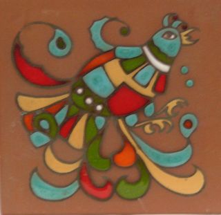 Bird 4x4 Teissedre Art Tile Ceramic Coaster Folk Art