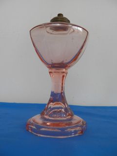 Antique Vintage Depression Glass Pink Oil Kerosene Lamp Base