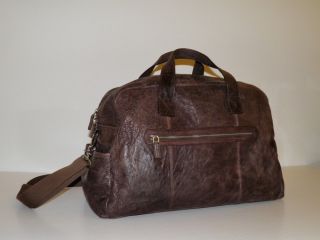 Cole Haan Mens Dark Brown Leather Merced Weekender Carryon Travel Bag