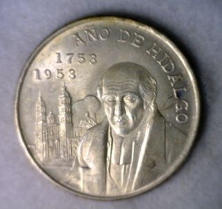Mexico 5 Pesos 1953 Uncirculated Mexican Silver Coin