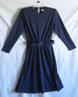 Womens ( Meryl Fashions ) Navy Blue , Long Sleeve Dress with Belt Sz