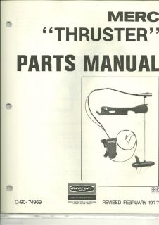 Mercury Outboard Merc Thruster Parts Manual 1977 Vintage