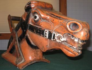 ANTIQUE CAST IRON HORSE HEAD CIRCUS FAIR TRADE SIGN FOLK ART ORIGINAL