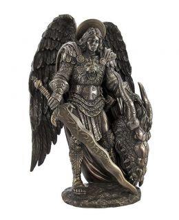 Rare Bronze Protector St Saint Michael Angel Statue Figure 11