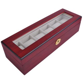 Watch Organizer Display Case Rose Wood Glass Top Jewelry Box Storage