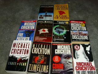 Michael Crichton 10 Book Lot Suspense Thriller