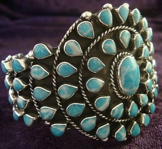 Taxco Mexican Sterling Silver Larimar Beaded Bead Cuff Bracelet Mexico