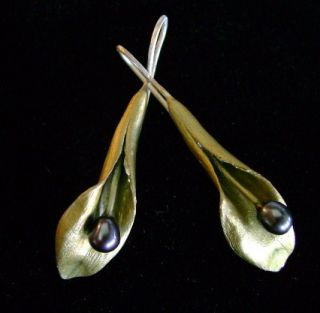 Michael Michaud Hosta Earrings with Freshwater Pearls