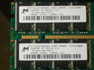 Micron PC133 256MB X2 Memory Chips