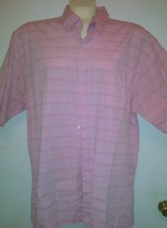 Michael Brandon XXL 2X 18 Pink Plaid Cotton Shirt