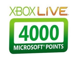 4000 Microsoft Points Card for AU USA EU Xbox Live 360 4000 Points