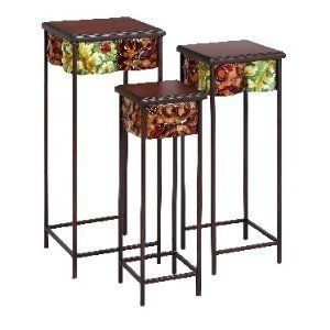 Set of Three Gorgeous Wood Metal Plant Stands