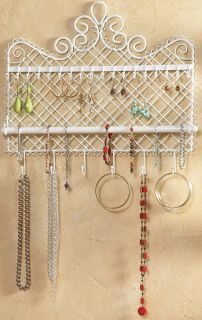  Mounted White Metal JEWELRY RACK Holder Organizer 18 hook necklace