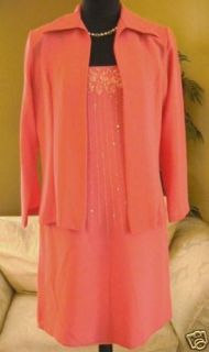 Kristen J Womens Dress Suit Coral Peach Color Size Large