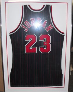 Michael Jordan Autographed Alternate Black Pinstripe Bulls Jersey UDA