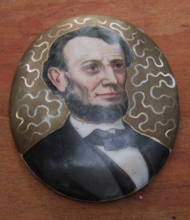Very Early Abraham Lincoln Ulysses Grant Painted Porcelain Plaques