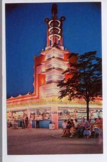 Palisades Park NJ Amusement Night Midway Postcard