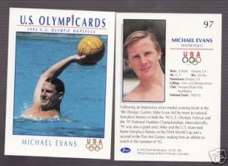 100 1992 Olympic Michael Evans Water Polo Cards 97