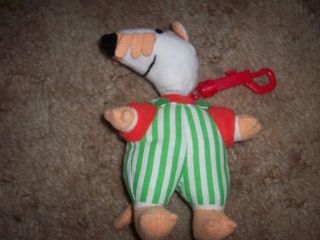 6in Maisy the mouse clip on plush toy with zipper stash pocket on her