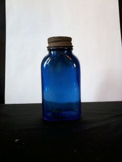 Antique Blue Glass Phillips Milk of Magnesia Tablets Bottle