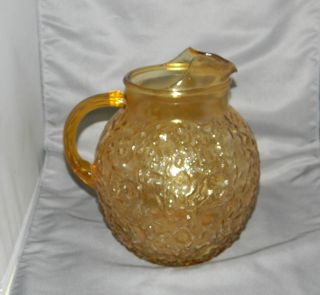 ANCHOR HOCKING GLASS COMPANY LIDO MILANO CRINKLE AMBER BALL PITCHER