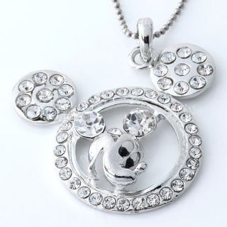 1pc Clear Crystal Zircon Round Mickey Mouse Pendant Fit Chain Gift