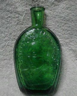  EMERALD GREEN GLASS BOTTLE Wheaton Millville NJ BENJAMIN FRANKLIN