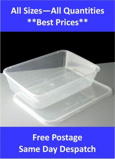 Plastic Containers Tubs Clear with Lids Microwave Food Safe Takeaway