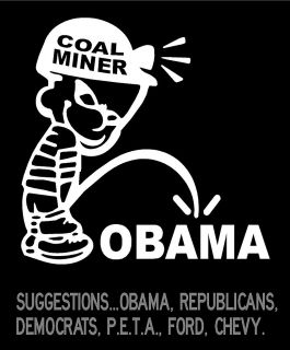 Coal Miner Boy Peeing on Obama Custom Personalize Vinyl Decal Sticker