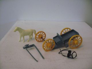 Marx 1950s Roy Rogers Mineral City 60mm Blue Buckboard Wagon and Horse
