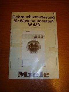 1980s Miele W433 Washing Machine Manual User Guide Booklet