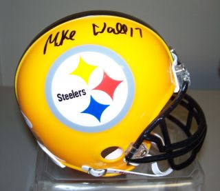 Mike Wallace Autographed Steelers Yellow Mini Helmet w JSA COA