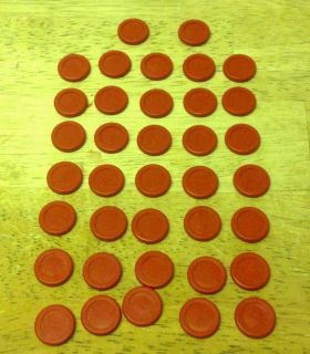 Milton Bradley Torpedo Run Board Game Replacement Red Discs 37 Total